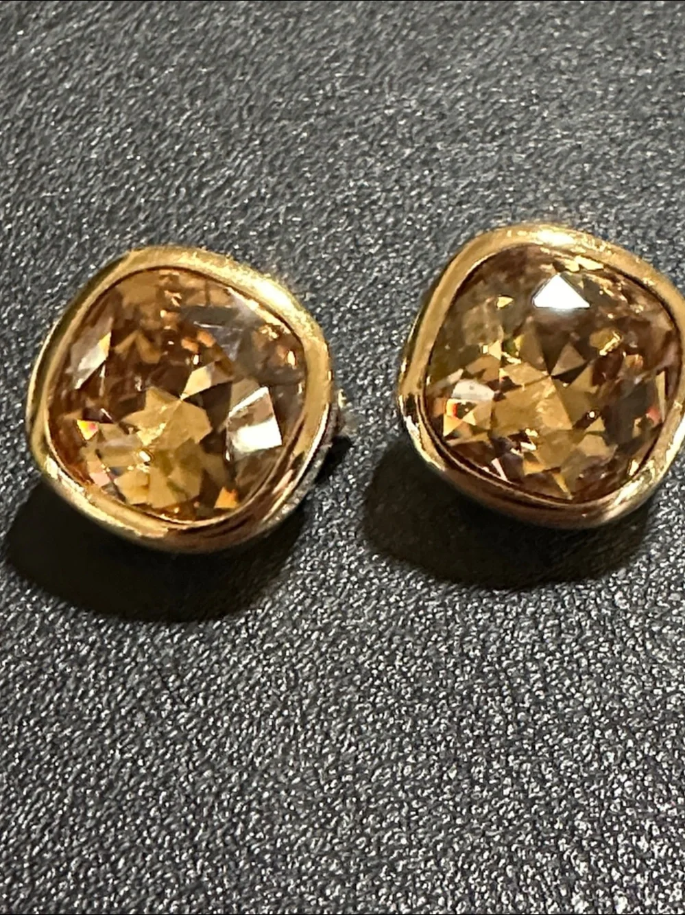 Christian Dior Gold Crystal Vintage Clip On Earrings